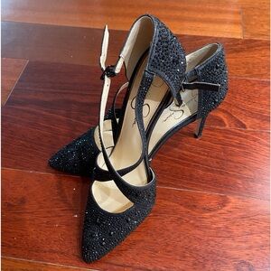NWT Jessica Simpson black rhinestone heels